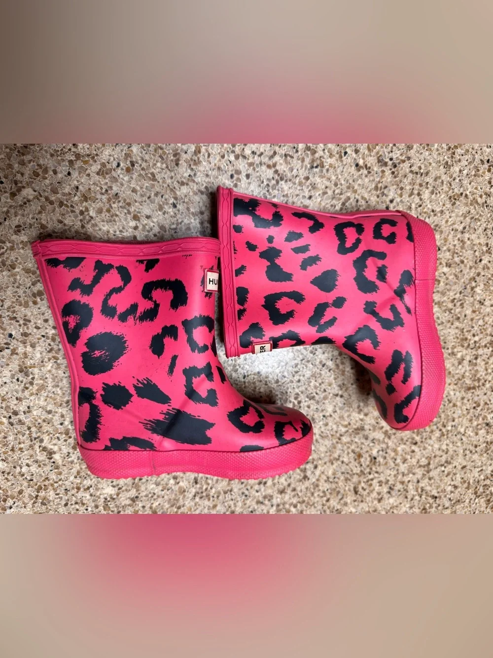Hunter First Children's Classic Hot Pink Leopard Print Rain Boots